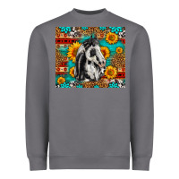 Storm Aztec Sunflowers Horse Heavyweight Sweatshirt - LillyAllenDesigns