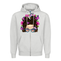 Dove Grey Messy Bun Mom With Butterfly Zipper Hoodie - BundleAndBundleShop