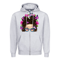Heather Grey Messy Bun Mom With Butterfly Zipper Hoodie - BundleAndBundleShop