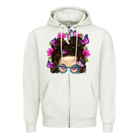 Oatmeal Heather Messy Bun Mom With Butterfly Zipper Hoodie - BundleAndBundleShop