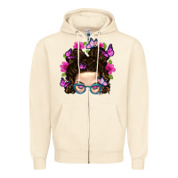 Sandshell Messy Bun Mom With Butterfly Zipper Hoodie - BundleAndBundleShop