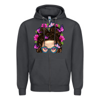 Smoke Messy Bun Mom With Butterfly Zipper Hoodie - BundleAndBundleShop