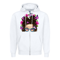 White Messy Bun Mom With Butterfly Zipper Hoodie - BundleAndBundleShop
