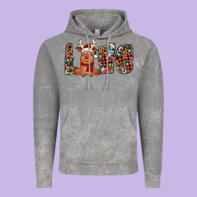 Love Christmas Reindeer Vintage Hoodie Designed By Jasminsmagicworld