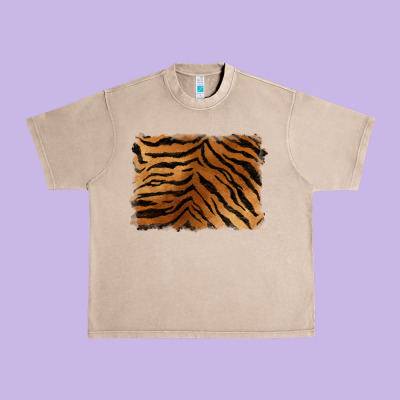 Handdrawn Tiger Pattern Background Urban Heavy Tee Designed By Barkaloodesign