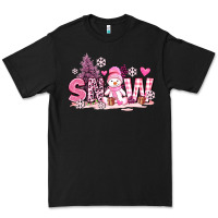 Black pink snowman and snow Premium Tee - AdoDesignShop