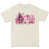 Pink Snowman And Snow Premium Tee | Teevron