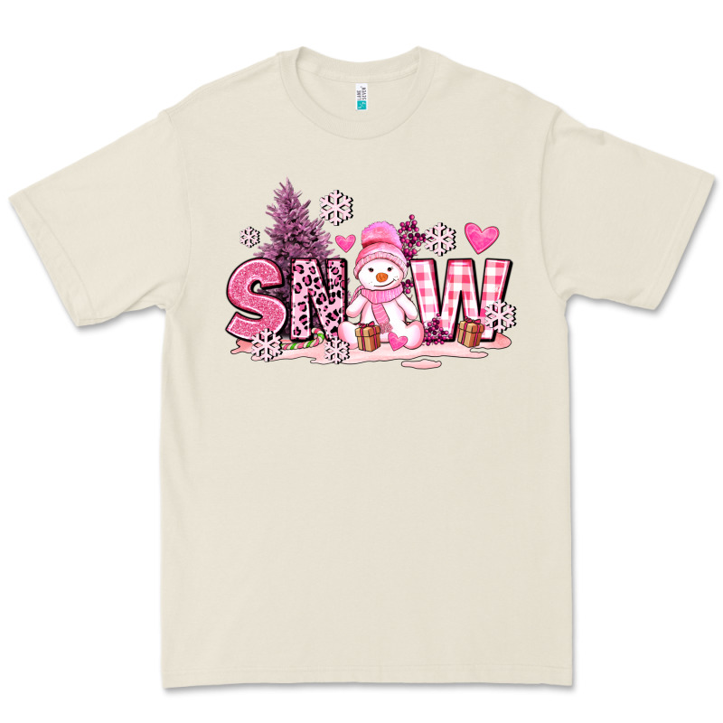 Pink Snowman And Snow Premium Tee by AdoDesignShop | Teevron