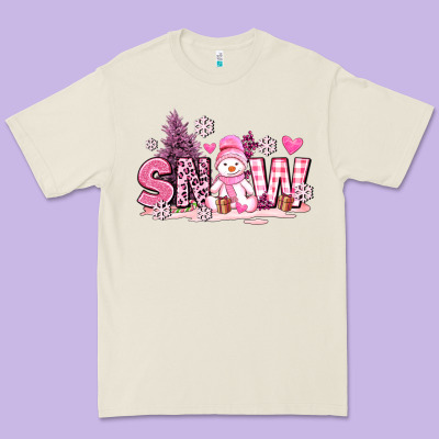 Pink Snowman And Snow Premium Tee Designed By Adodesignshop
