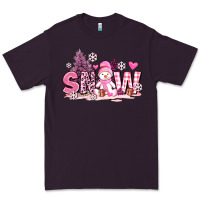 Plum pink snowman and snow Premium Tee - AdoDesignShop