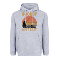 Heather Grey Hookin Ain t Easy Fishing Heavyweight Hoodie - Bettercallsaul