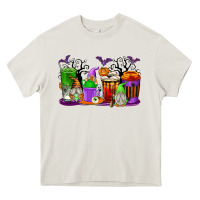 Cream Halloween Gnomes Coffee Cups Heavy Core Tee - texasbilliewilder