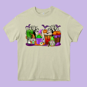 Halloween Gnomes Coffee Cups Heavy Core Tee Designed By Texasbilliewilder