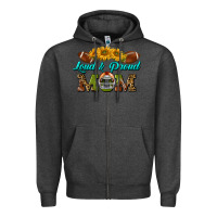 Charcoal Heather Western Loud And Proud Mom Zipper Hoodie - BundleAndBundleShop