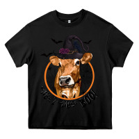 Black Halloween Cow Moo I Mean Boo Heavy Core Tee - texasbilliewilder