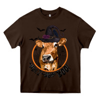 Chocolate Brown Halloween Cow Moo I Mean Boo Heavy Core Tee - texasbilliewilder