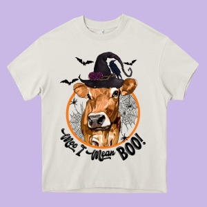 Halloween Cow Moo I Mean Boo Heavy Core Tee Designed By Texasbilliewilder