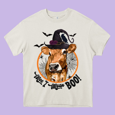 Halloween Cow Moo I Mean Boo Heavy Core Tee Designed By Texasbilliewilder