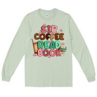 Matcha sip coffee read book Long Sleeve Tee - MaliasSmallBusiness