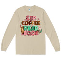 Mushroom sip coffee read book Long Sleeve Tee - MaliasSmallBusiness