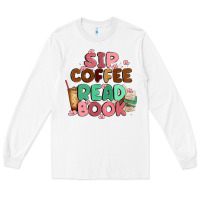 White sip coffee read book Long Sleeve Tee - MaliasSmallBusiness