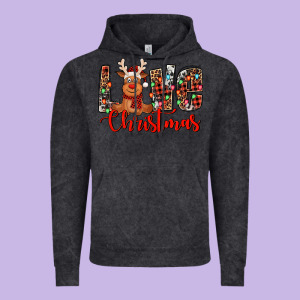 Love Christmas Reindeer Vintage Hoodie Designed By Jasminsmagicworld
