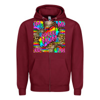 Burgundy Pride LGBTQ+ Proud Mom With Leoapard Patterns Zipper Hoodie - BundleAndBundleShop