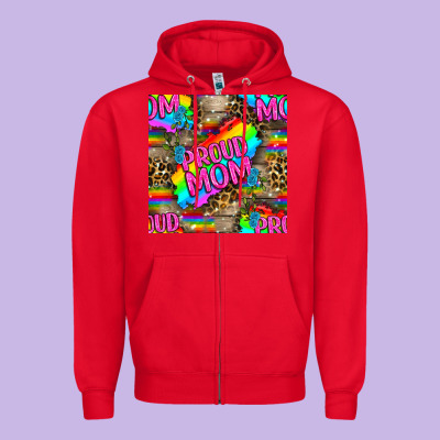 Pride Lgbtq+ Proud Mom With Leoapard Patterns Zipper Hoodie Designed By Bundleandbundleshop