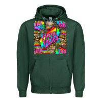 Sports Green Pride LGBTQ+ Proud Mom With Leoapard Patterns Zipper Hoodie - BundleAndBundleShop