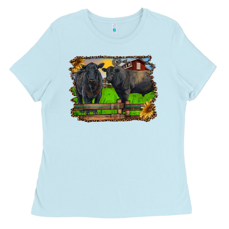 Black Angus Cattle And Bull In Barnyard Ladies Tee by RanaPortraitStore | Teevron