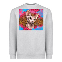 Heather Grey Western Sphynx Cat Heavyweight Sweatshirt - LillyAllenDesigns