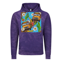 Cloud Purple school bus seamless pattern Vintage Hoodie - BundleAndBundleShop