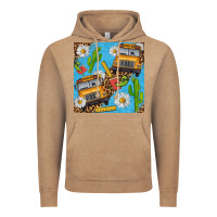 Vintage Coffee school bus seamless pattern Vintage Hoodie - BundleAndBundleShop
