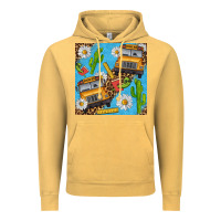 Vintage Mustard school bus seamless pattern Vintage Hoodie - BundleAndBundleShop