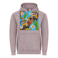 Vintage Zinc school bus seamless pattern Vintage Hoodie - BundleAndBundleShop