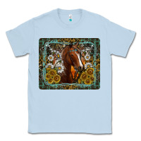 Dusty Blue Western Horse Mouse Pad Classic Tee - CowhideDigitalArt