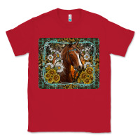 Red Western Horse Mouse Pad Classic Tee - CowhideDigitalArt