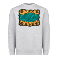 Heather Grey sunflower background Heavyweight Sweatshirt - BarkalooDesign