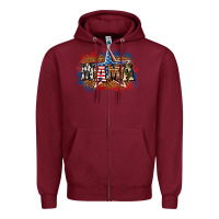 Burgundy Patriotic Mama Zipper Hoodie - BundleAndBundleShop