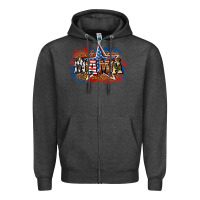 Charcoal Heather Patriotic Mama Zipper Hoodie - BundleAndBundleShop