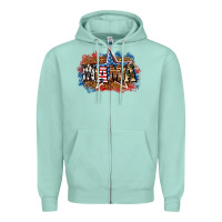 Seafoam Patriotic Mama Zipper Hoodie - BundleAndBundleShop