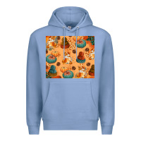 Colony Blue Fall Pumpkins Autumn Coffee Premium Hoodie - texasbilliewilder