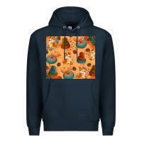 Navy Fall Pumpkins Autumn Coffee Premium Hoodie - texasbilliewilder