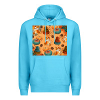 Ocean Blue Fall Pumpkins Autumn Coffee Premium Hoodie - texasbilliewilder