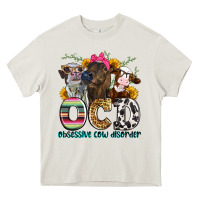 Cream ocd obsessive cow disorder Heavy Core Tee - Zillion Design Studio
