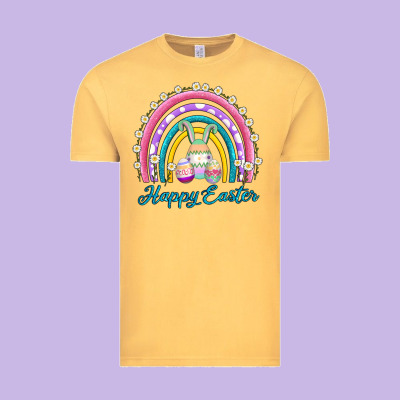 Easter Egg Bunny Rainbow Vintage Tee Designed By Adodesignshop