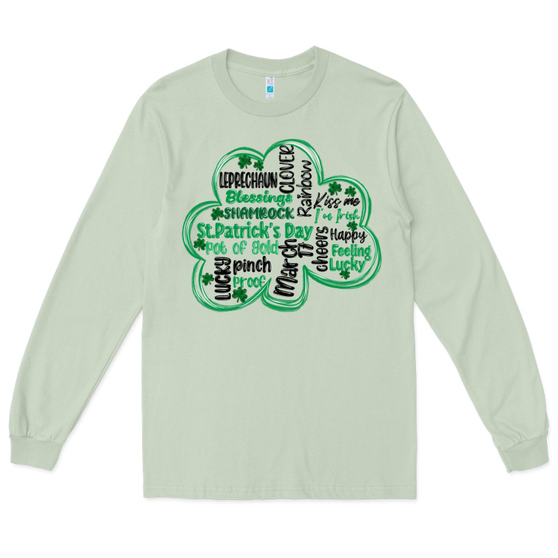 St Patricks Day Shamrock Typography Long Sleeve Tee by MaliasSmallBusiness | Teevron