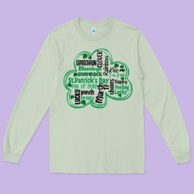 St Patricks Day Shamrock Typography Long Sleeve Tee Designed By Maliassmallbusiness