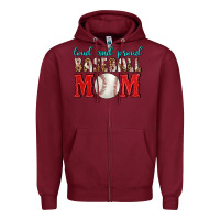 Burgundy Loud And Proud Baseball Mom Zipper Hoodie - BundleAndBundleShop