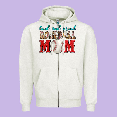 Loud And Proud Baseball Mom Zipper Hoodie Designed By Bundleandbundleshop